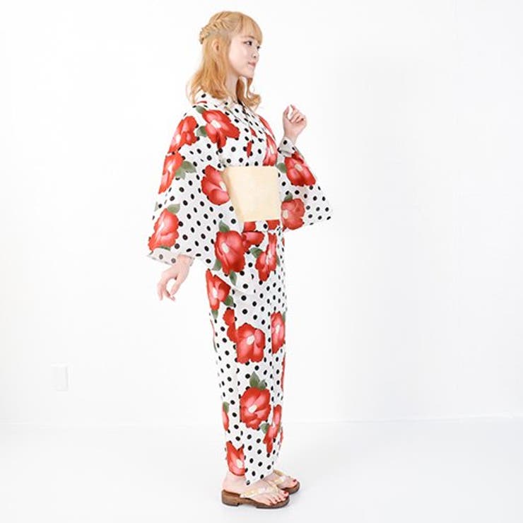 ★日本の職人技★ 椿柄でレトロ、水玉模様でポップな印象の大人かわいい浴衣3点 着物・浴衣