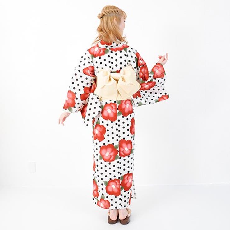 セール 一番安い 椿柄でレトロ、水玉模様でポップな印象の大人かわいい浴衣3点 着物・浴衣