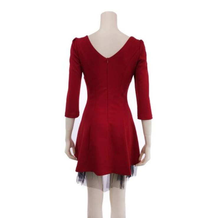 シックなカラーでチュールレースを重ねたフレアスカートのミニ丈ワンピース(キャバド… | GRAXIA | 詳細画像9 