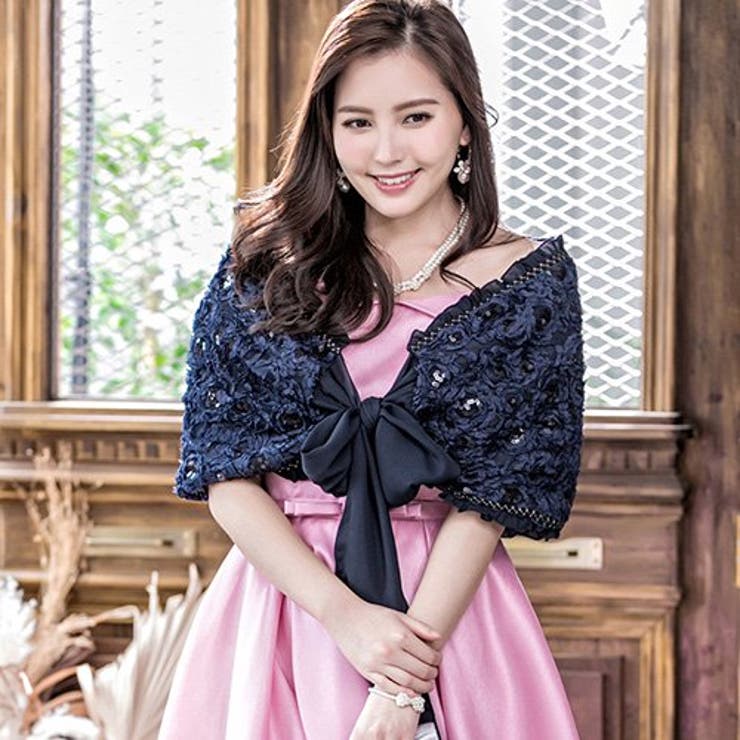 【国内正規品】 フラワーモチーフとフリルがゴージャスな印象のショール(SHAWL ジャケット・アウター