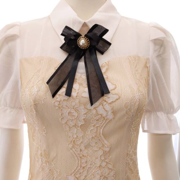 期間限定で特別価格 上品なシースルーと繊細なレースの重ね着風ミニ丈ワンピース ワンピース