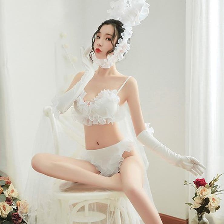 純白のオーガンジー生地を使用しフリルが華やかさと愛らしさを作り出すバニーガール風… | GRAXIA | 詳細画像9 