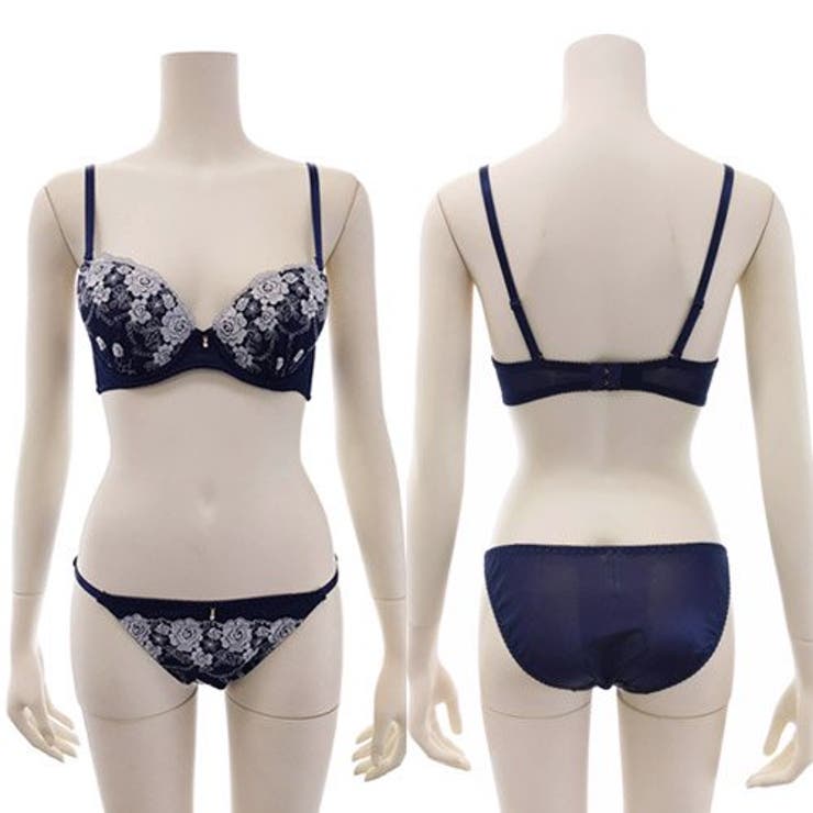 可憐な花柄と葉の刺繍を掛け合わせた絶妙なデザインのブラ ショーツセット（ブラセッ… | GRAXIA | 詳細画像10 