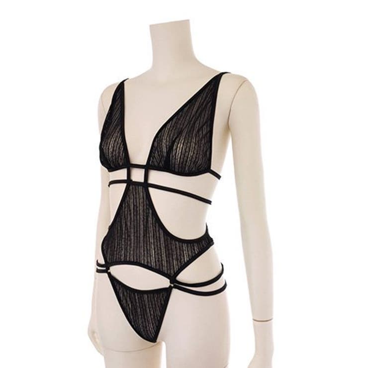 素肌に浮かぶストライプ柄が生地の透け感を感じさせ曲線美を堪能できるテディ(セクシ… | GRAXIA | 詳細画像10 