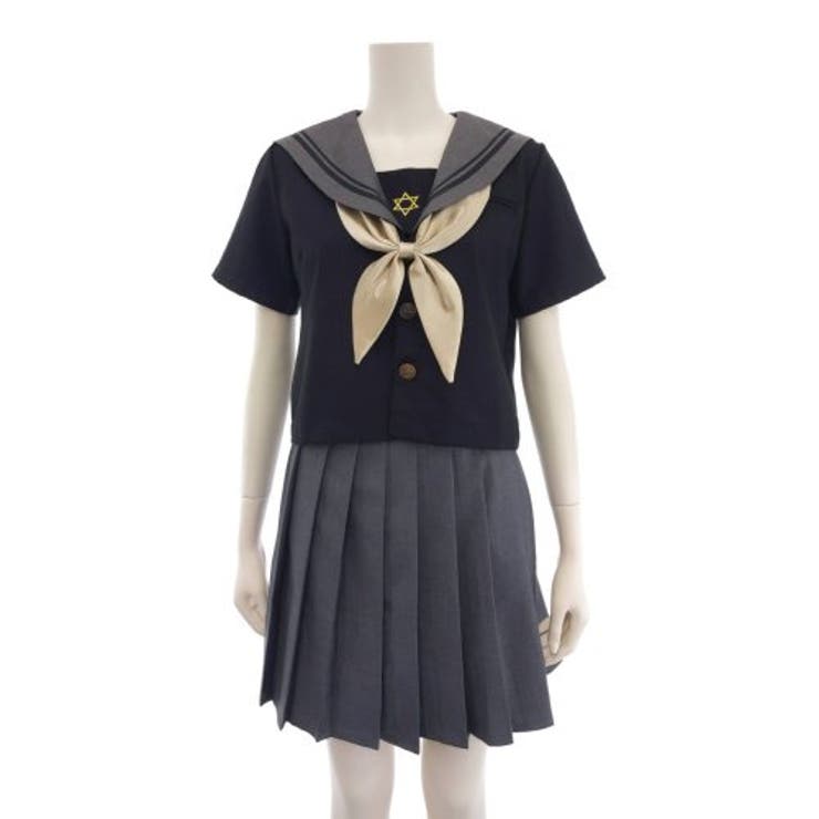 セーラー服 逆立っ コスプレ グレー 155A 夏用 グレー無地 車ヒダ20本  