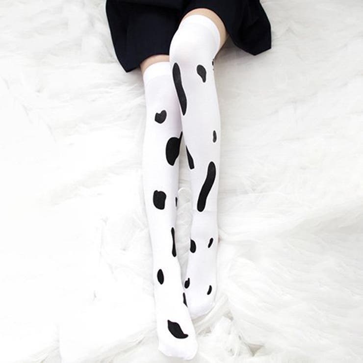 キュートさ溢れるモウ柄が足先まで可愛く演出するニーソックス(KNEESOCKS) | GRAXIA | 詳細画像1 