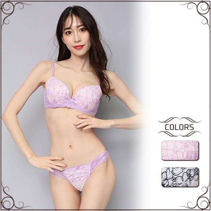 花柄チュールレースのレイヤードが美しいブラ・ショーツセット（ブラセット） | GRAXIA | 詳細画像1 