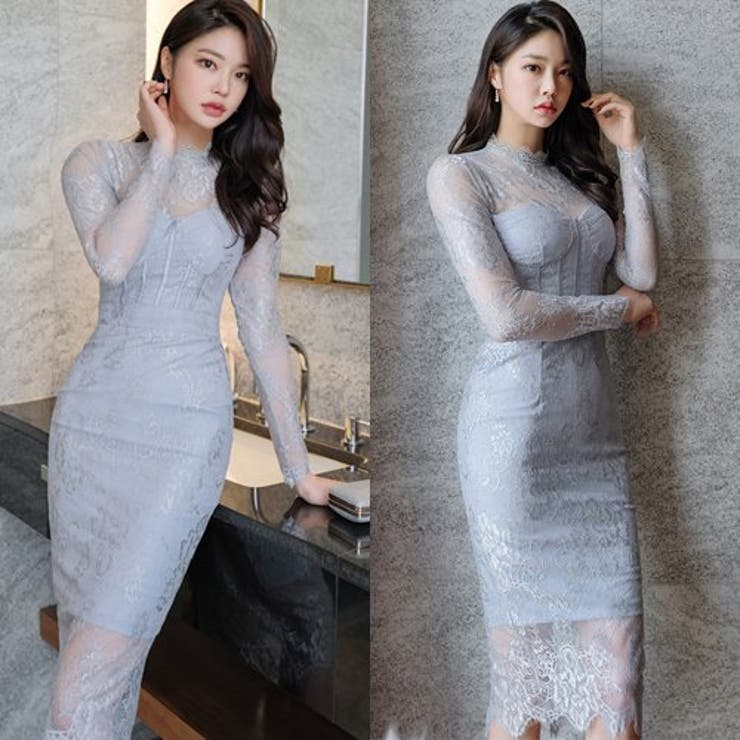 総レースが上品な大人に仕上げるタイトなミモレ丈ワンピース(キャバドレス CABA… | GRAXIA | 詳細画像4 