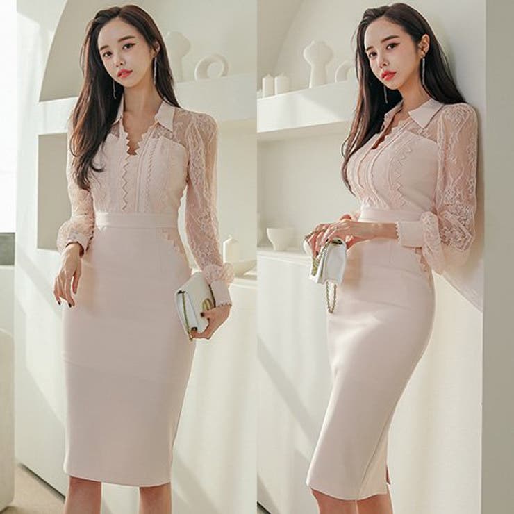 繊細なレースを組み合わせて仕立てたきれい目ワンピース(キャバドレス CABARE… | GRAXIA | 詳細画像3 