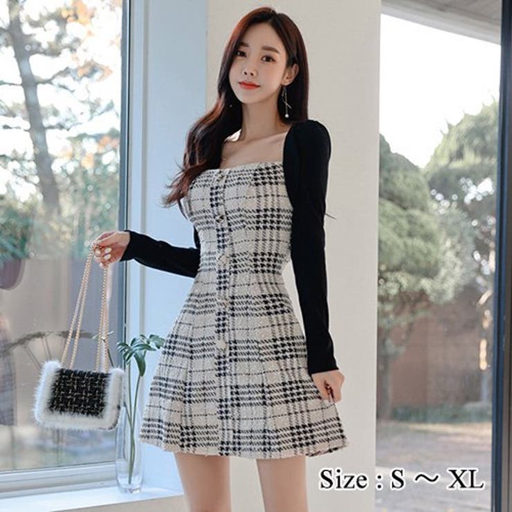 一枚で決まるフェミニンな異素材切り替えミニワンピース(キャバドレス