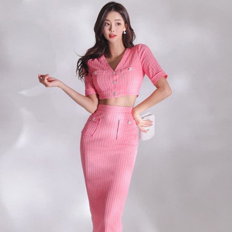 ショートトップスとミドル丈スカートでスタイルアップしてくれるドレス(キャバドレス… | GRAXIA | 詳細画像3 