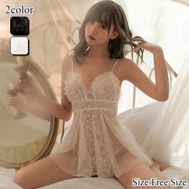 可憐な小花刺繍のチュールレースをエアリーに纏うベビードール(セクシーランジェリー… | GRAXIA | 詳細画像1 