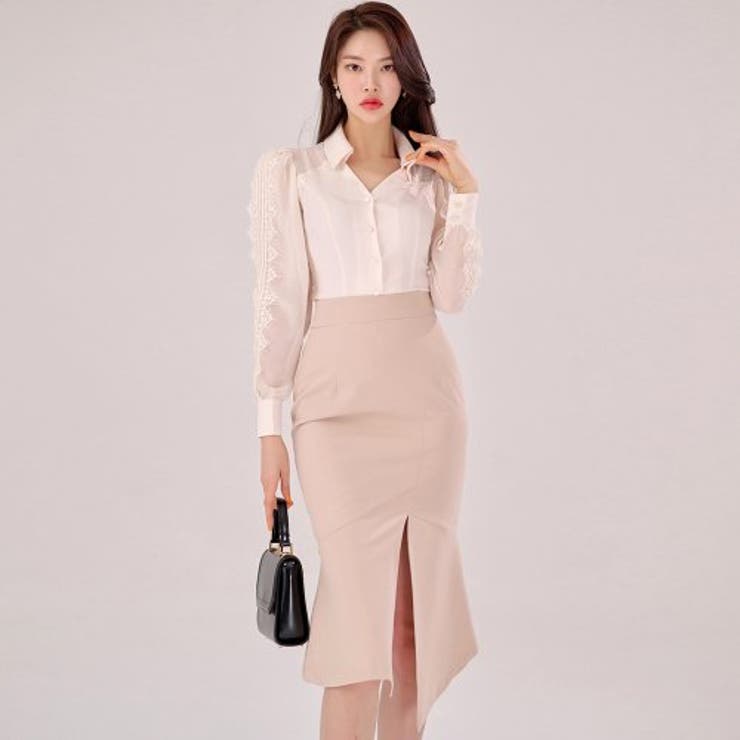 ベージュ系の柔らかな色合いが上品な印象のセットアップドレス(キャバドレス CAB… | GRAXIA | 詳細画像5 