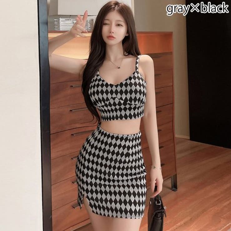 クロップド丈キャミトップスとミニスカートのセットアップ(キャバドレス CABAR… | GRAXIA | 詳細画像12 
