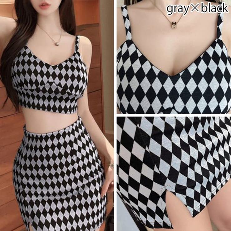 クロップド丈キャミトップスとミニスカートのセットアップ(キャバドレス CABAR… | GRAXIA | 詳細画像9 