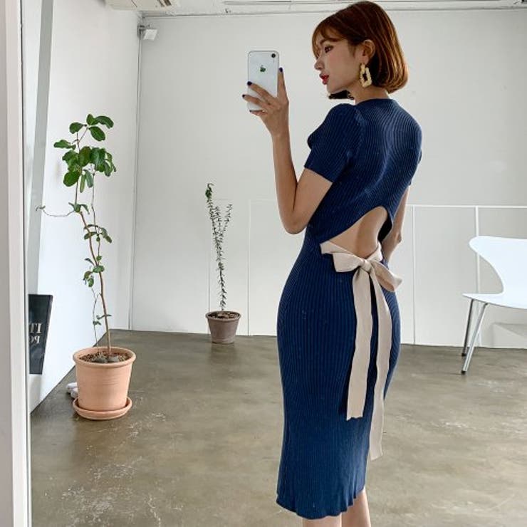 オープンデザインでバックスタイルに注目のリブニットワンピ(キャバドレス CABA… | GRAXIA | 詳細画像5 