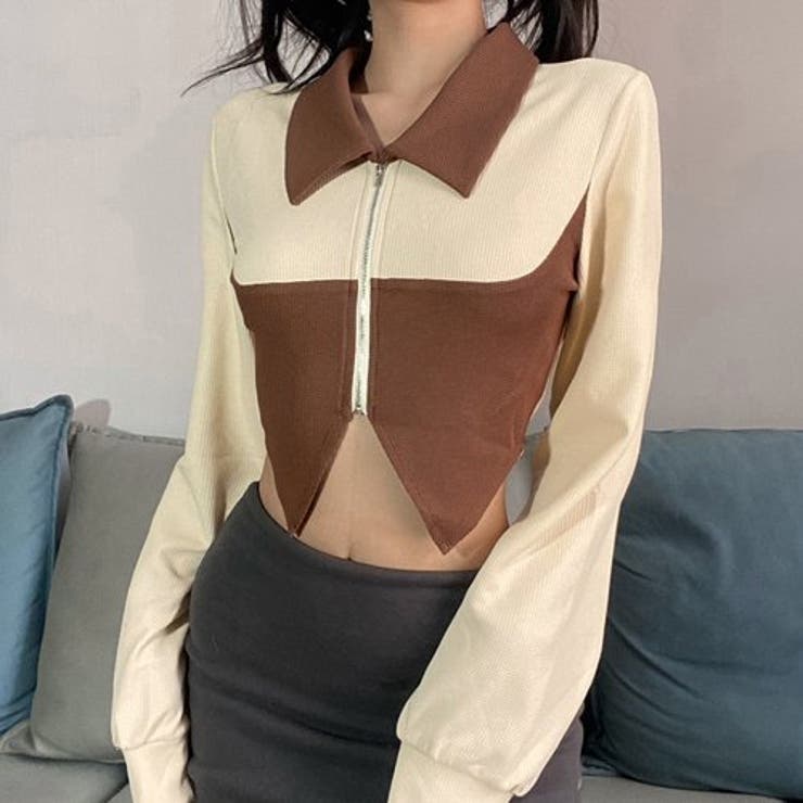 カットワークでさりげなく肌魅せ変形ジップトップス(TOPS) | GRAXIA | 詳細画像4 