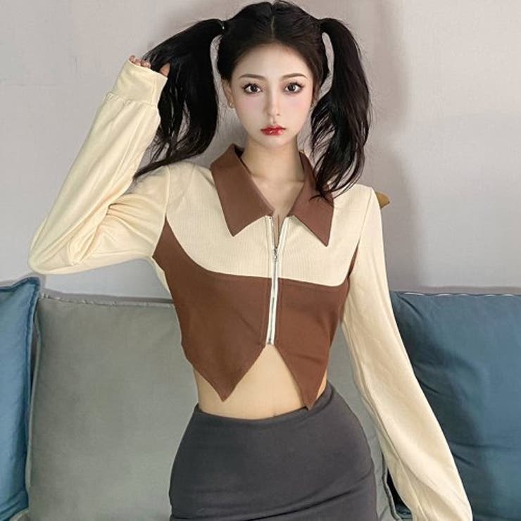 カットワークでさりげなく肌魅せ変形ジップトップス(TOPS) | GRAXIA | 詳細画像6 