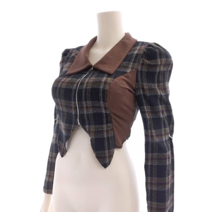 異素材をシルエットに沿って絶妙なバランスで組み合わせた変形ジップトップス(TOP… | GRAXIA | 詳細画像10 