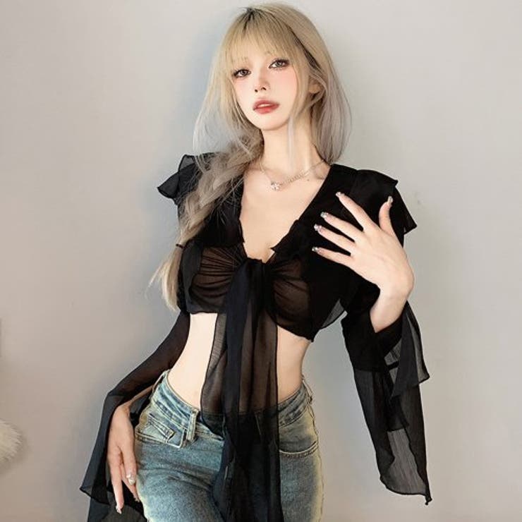 さらっと羽織りとしても使えるクロップドブラウス(TOPS) | GRAXIA | 詳細画像3 