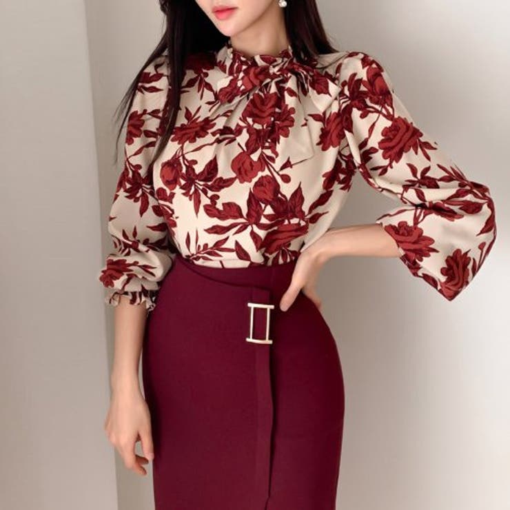 フリルネックブラウスとタイトミニスカートのセットアップドレス(キャバドレス CA… | GRAXIA | 詳細画像5 