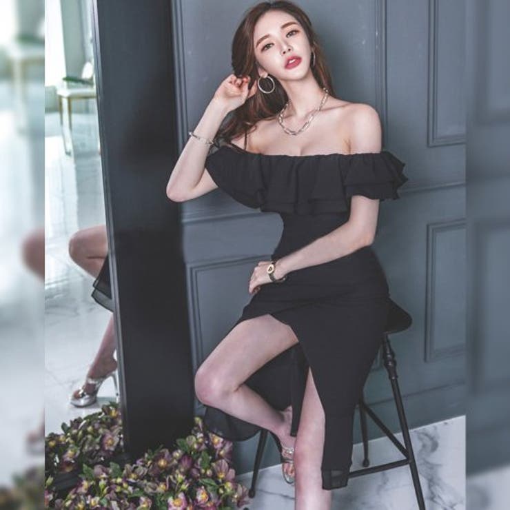 胸元と裾の2段フリルが華やかさとボリューム感を加えてくれるワンピース(キャバドレ… | GRAXIA | 詳細画像3 