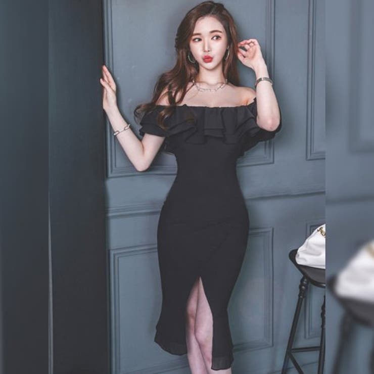 胸元と裾の2段フリルが華やかさとボリューム感を加えてくれるワンピース(キャバドレ… | GRAXIA | 詳細画像4 