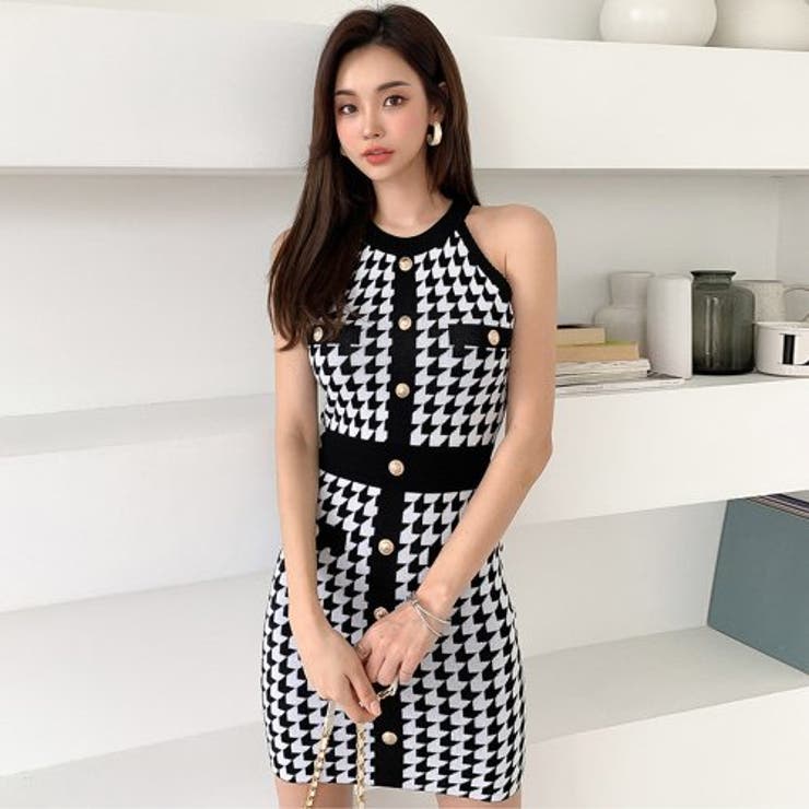 千鳥柄が大人っぽい印象のミニ丈ニットワンピース(キャバドレス CABARETDR… | GRAXIA | 詳細画像13 