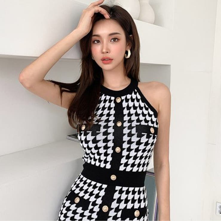 千鳥柄が大人っぽい印象のミニ丈ニットワンピース(キャバドレス CABARETDR… | GRAXIA | 詳細画像9 