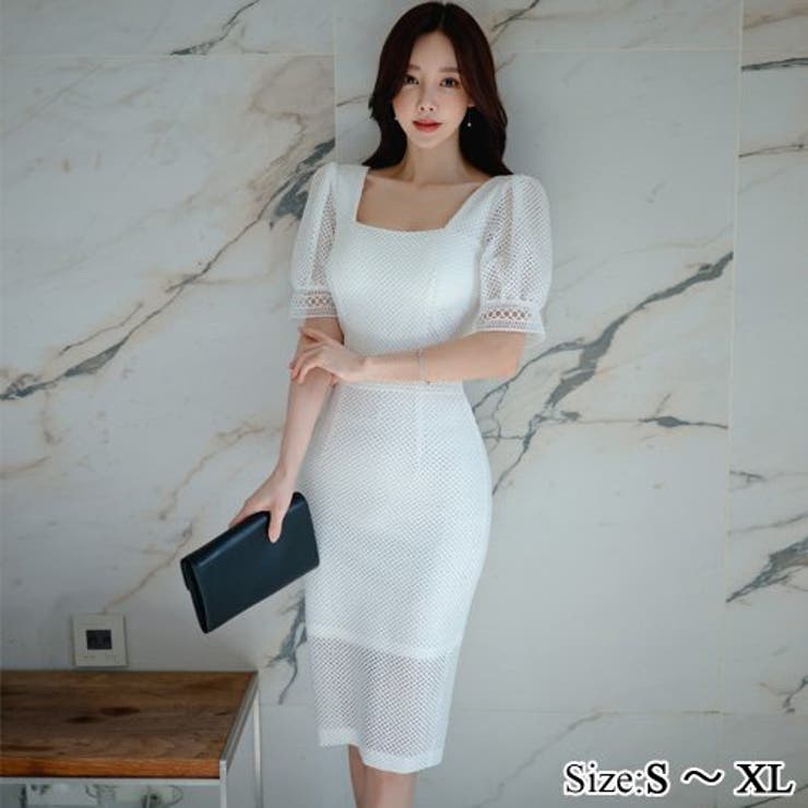 涼し気なスクエアネックのメッシュレースドレス | GRAXIA | 詳細画像1 