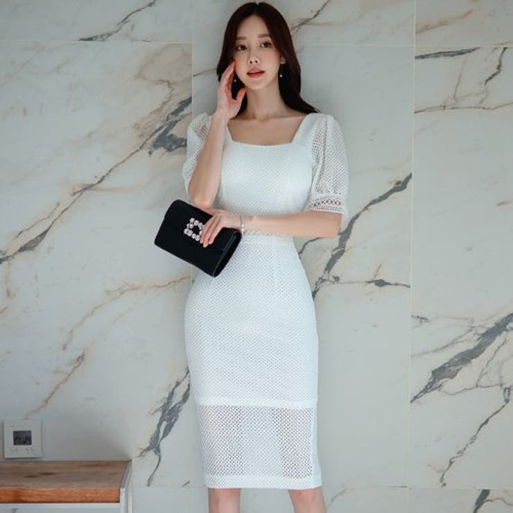 涼し気なスクエアネックのメッシュレースドレス | GRAXIA | 詳細画像2 