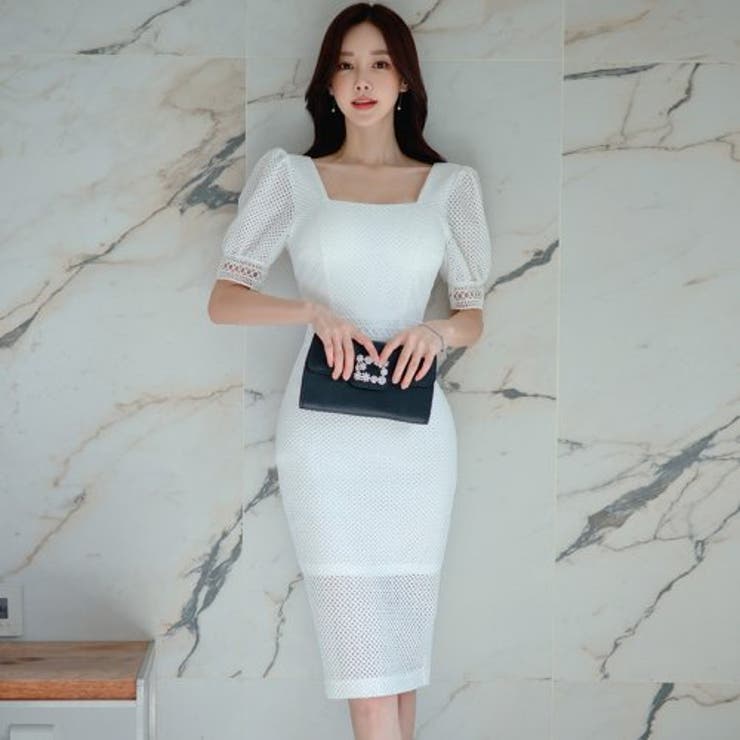 涼し気なスクエアネックのメッシュレースドレス | GRAXIA | 詳細画像12 