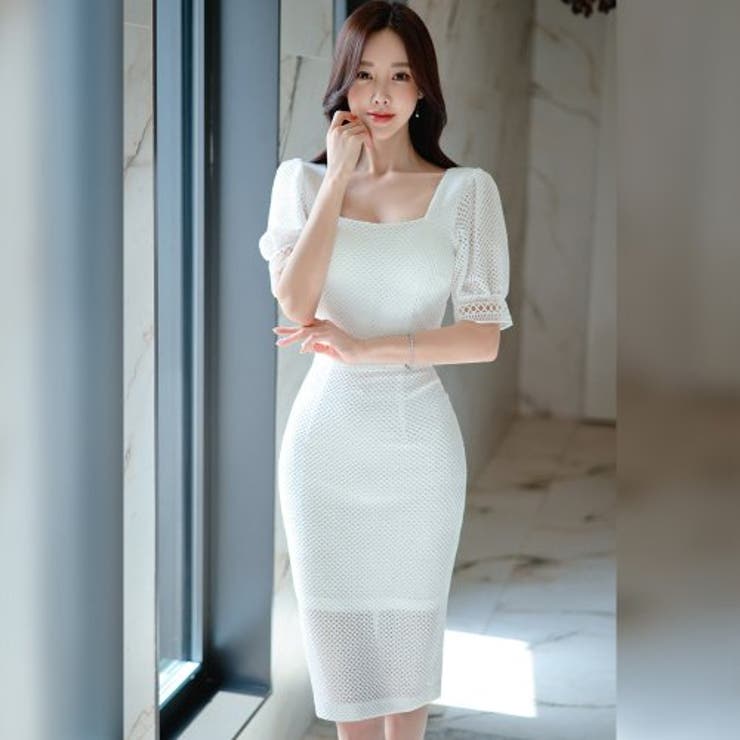 涼し気なスクエアネックのメッシュレースドレス | GRAXIA | 詳細画像9 