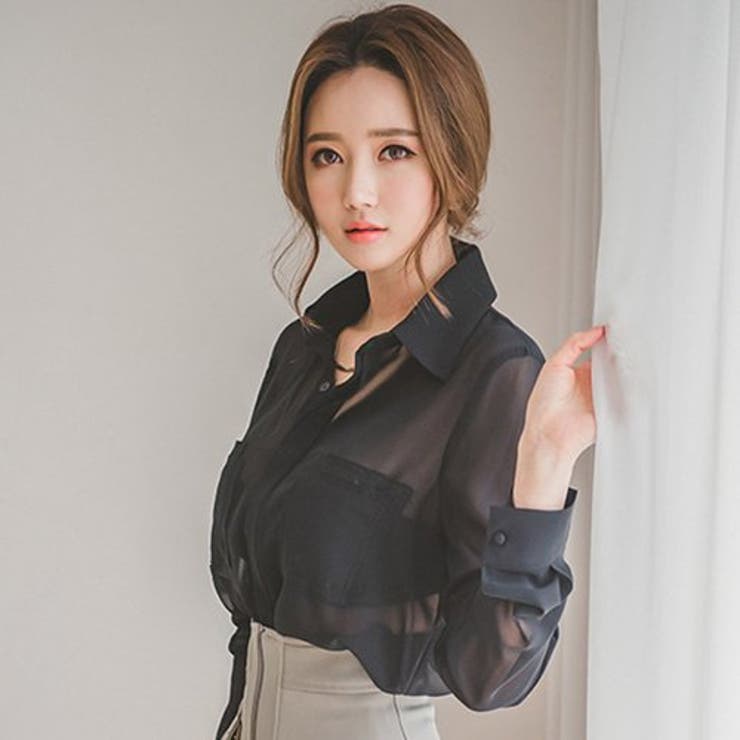 両胸ポケット付きシアーシャツトップス(TOPS) | GRAXIA | 詳細画像3 