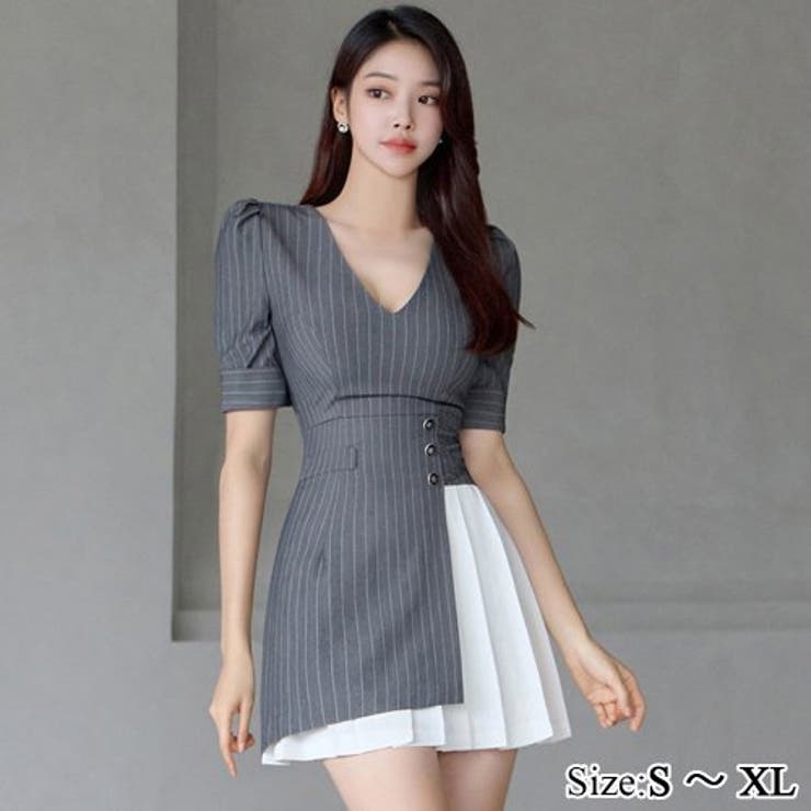 プリーツアクセントのストライプワンピース(キャバドレス CABARETDRESS… | GRAXIA | 詳細画像1 