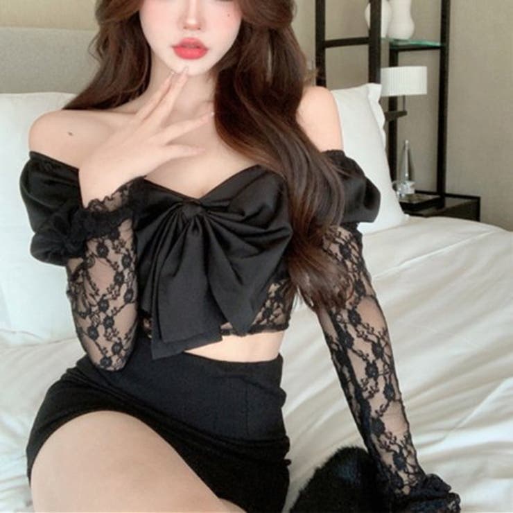 リボンが目を惹くオフショルダーショート丈トップス(TOPS) | GRAXIA | 詳細画像3 