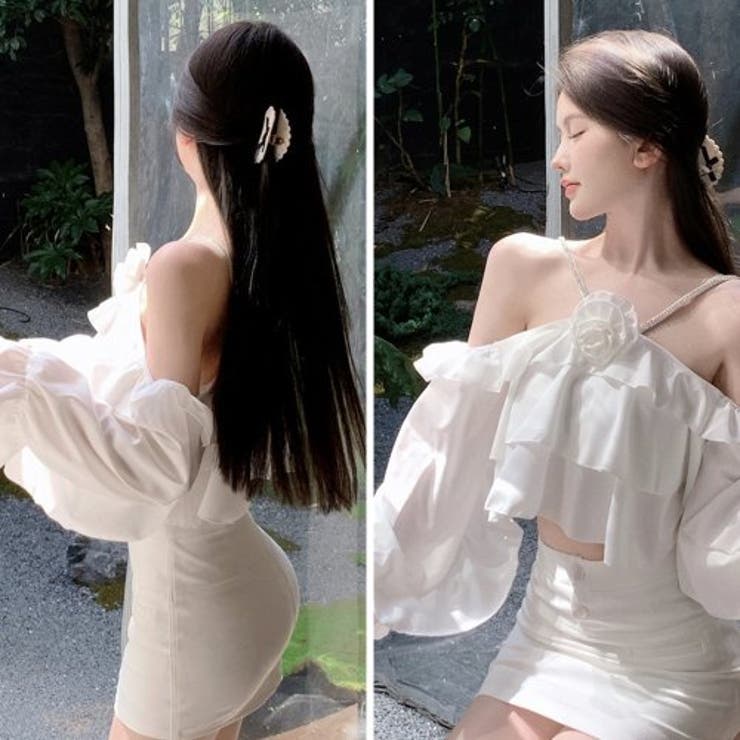 たっぷりフリルをあしらったブローチ付きオフショルトップス(TOPS) | GRAXIA | 詳細画像12 