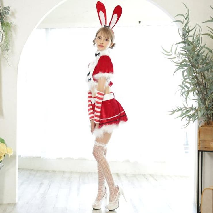 【グラシア】 コスプレ 衣装 コスチューム 仮装 セクシー キュート コス サンタガール キュート レースアップ ボリューミー レース ピンク フリーサイズ アイテムでアレンジ自由自在！セットアップのサンタガール風コスプレ