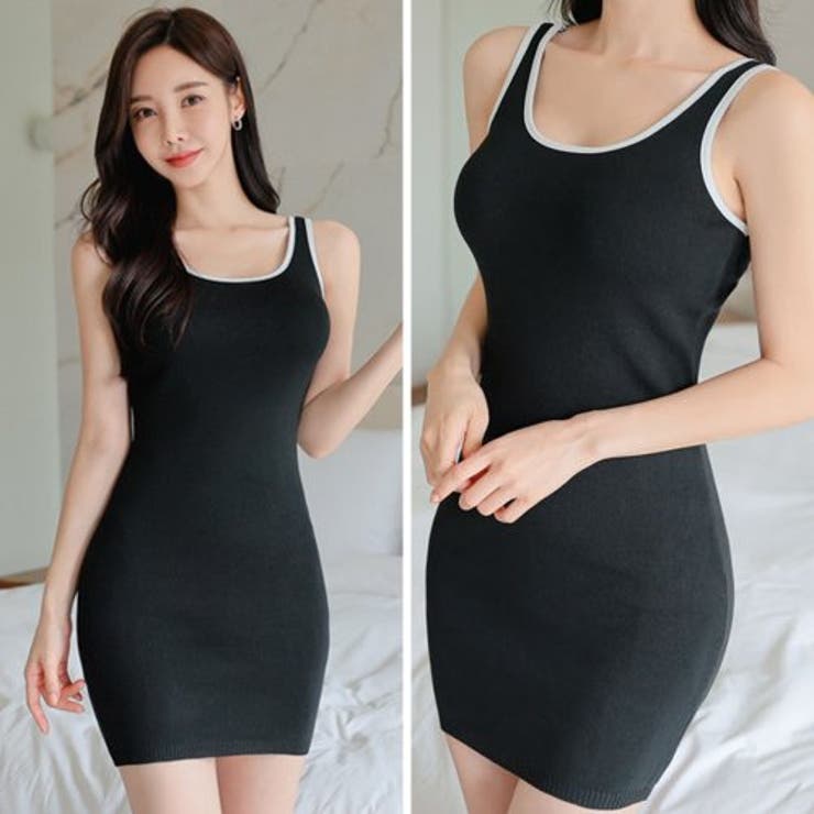 バイカラーニットミニワンピース(キャバドレス・CABARETDRESS