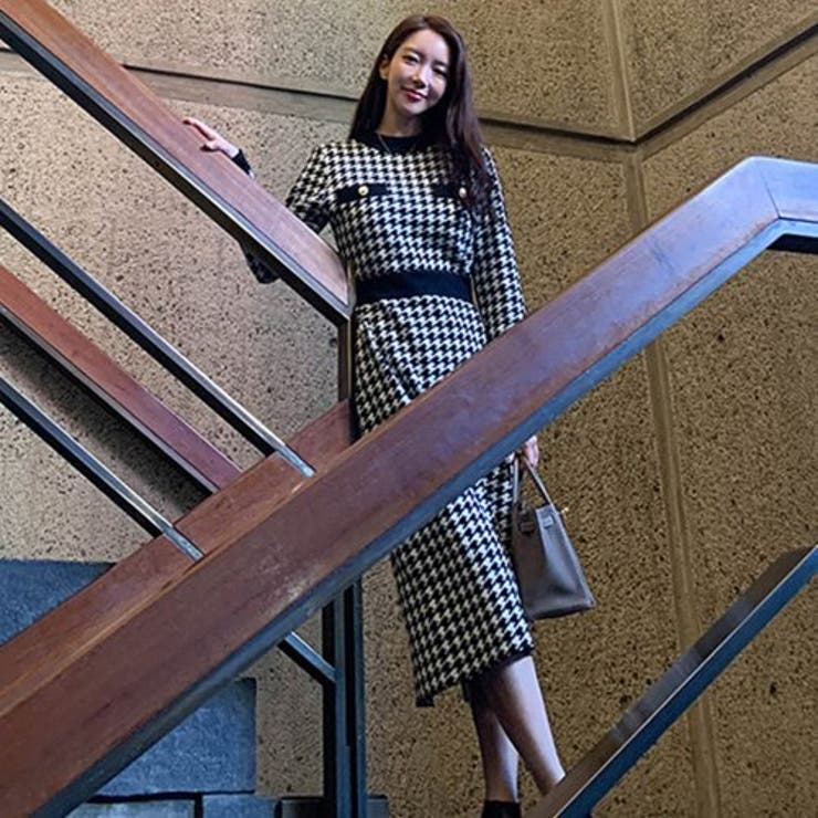 千鳥格子のミモレ丈ニットワンピース(キャバドレス・CABARETDRESS) | GRAXIA | 詳細画像7 