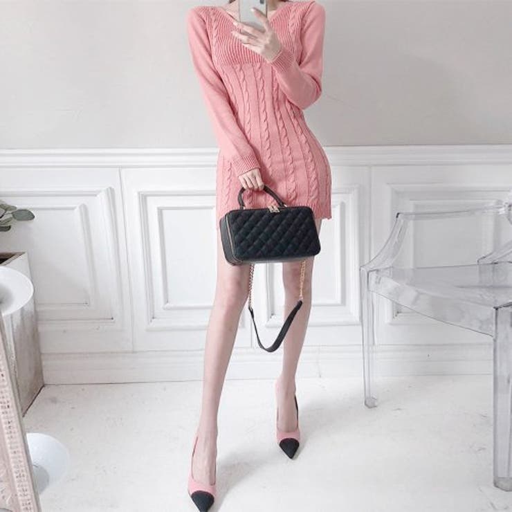 アランニットのVネックミニワンピース(キャバドレス・CABARETDRESS) | GRAXIA | 詳細画像3 