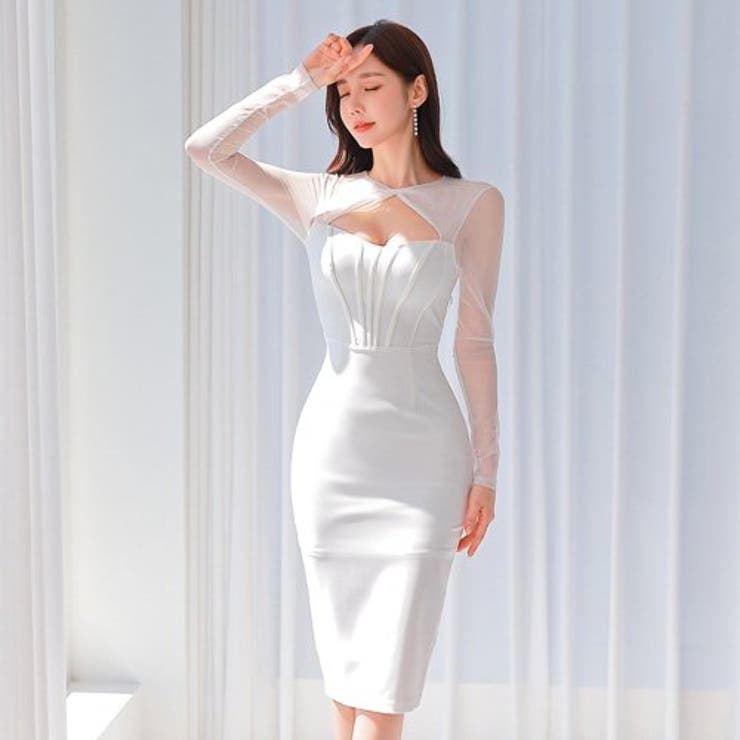 ワントーンで気品と高級感も漂うドッキングワンピース(キャバドレス CABARET… | GRAXIA | 詳細画像3 