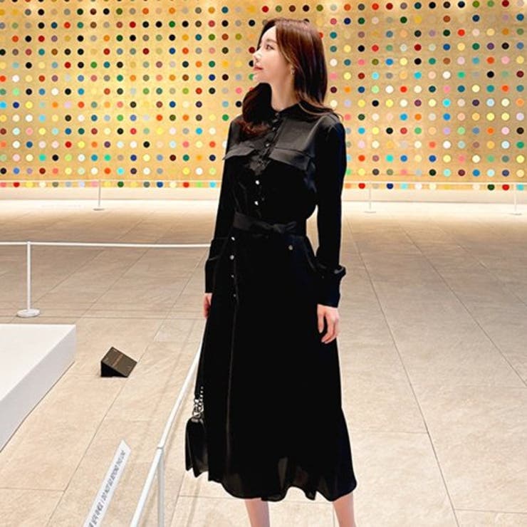 【BCBG MAXAZRIA】お腹チラ見せ♪モノトーンカラー ワンピース BCBG MAXAZRIA（ビーシービージーマックスアズリア）ロング丈