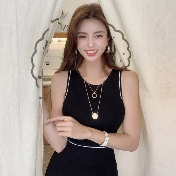 k*y様 値下げしました⭐︎bcbg美ラインニットワンピ ノースリペンシルラインニットワンピース[品番：GXAW0003012