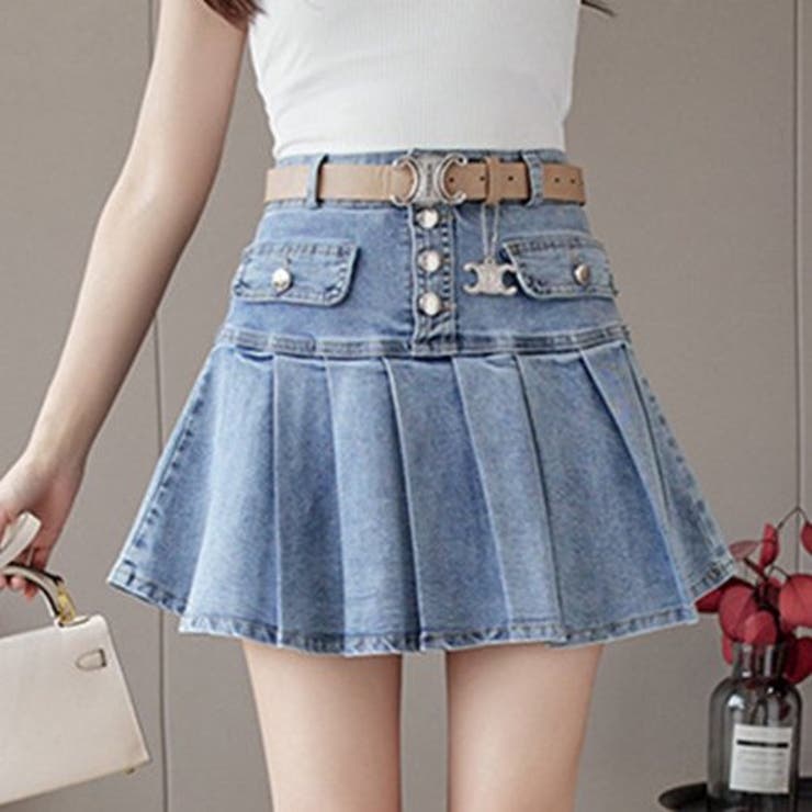 ストレッチデニムプリーツミニスカート(SKIRT)[品番