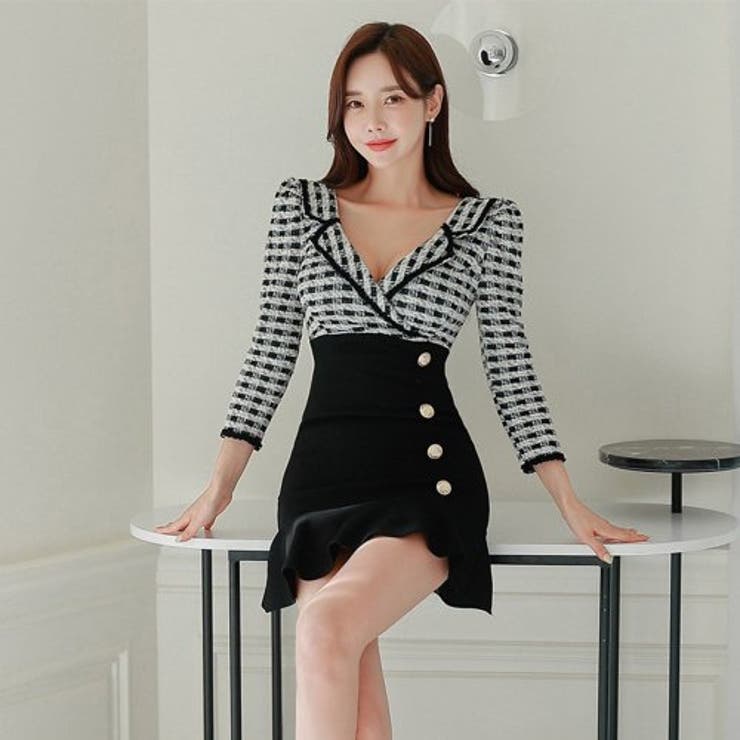 ウエスト切り替えツイードタイトミニワンピース | GRAXIA | 詳細画像6 