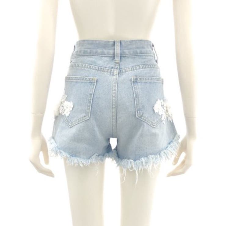 レース×フラワーデニムショートパンツ(PANTS)[品番：GXAW0003034