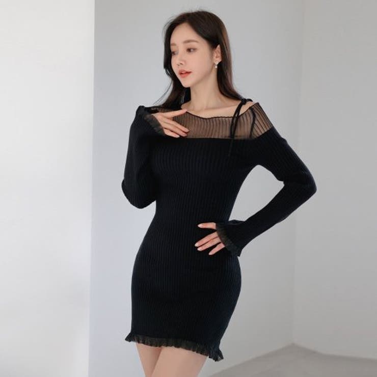 シースルーネックニットワンピース(キャバドレス・CABARETDRESS) | GRAXIA | 詳細画像2 