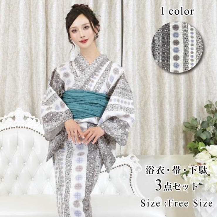 オプティカル模様が個性的な着姿の浴衣3点セット(YUKATA) | GRAXIA | 詳細画像1 