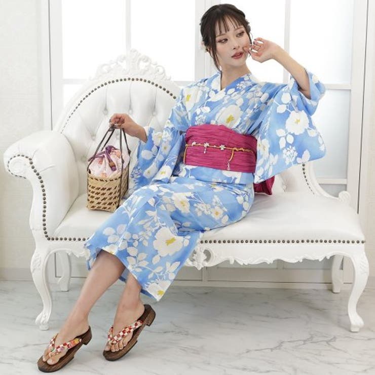 ふわりと柔らかな愛らしさ感じるぼかし夏椿浴衣3点セット(YUKATA